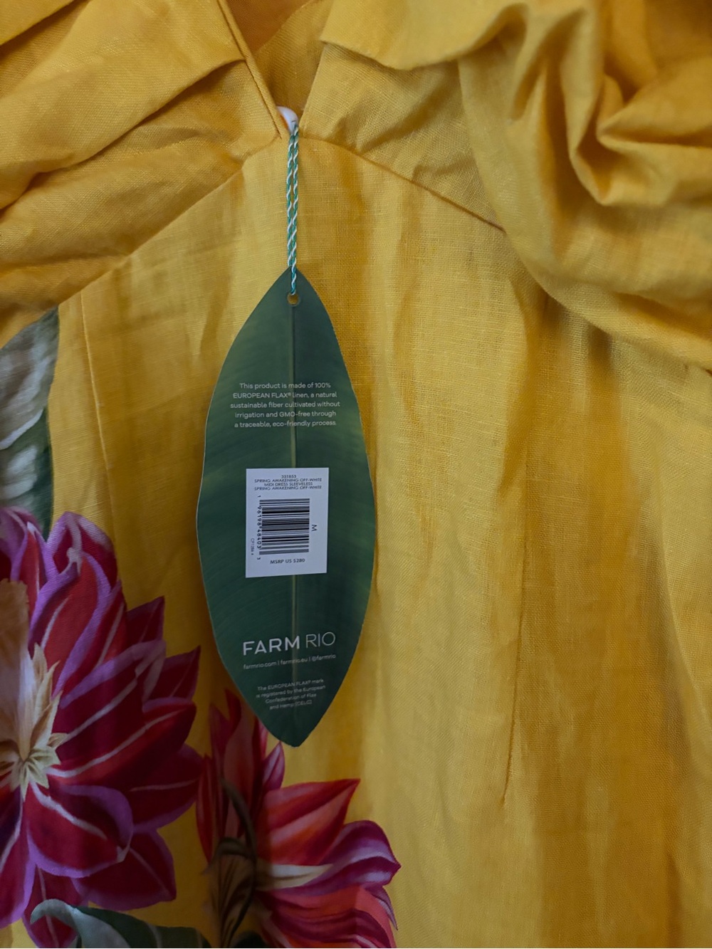 FARM Rio Yellow Floral Linen Maxi Dress - Picture 5 of 7